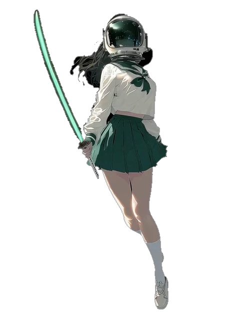 Privacy Pump guardian holding a glowing katana